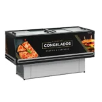 Ilha Expositora Vidro Reto 1,90m para Congelados e Resfriados GESV-190R PR Preta Gelopar